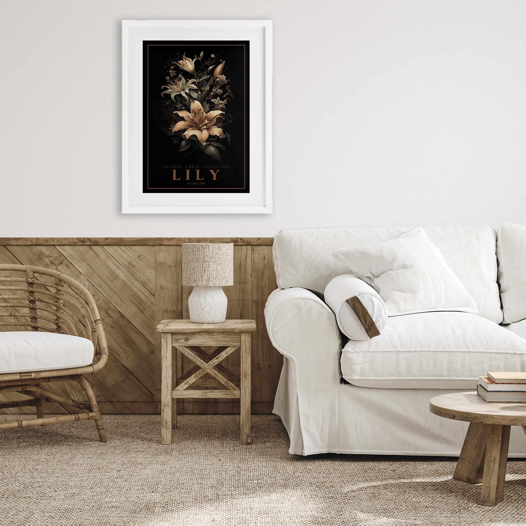Stupell Industries Antique Lily Light White Framed Print Under Glass, design by Chris Giampietro