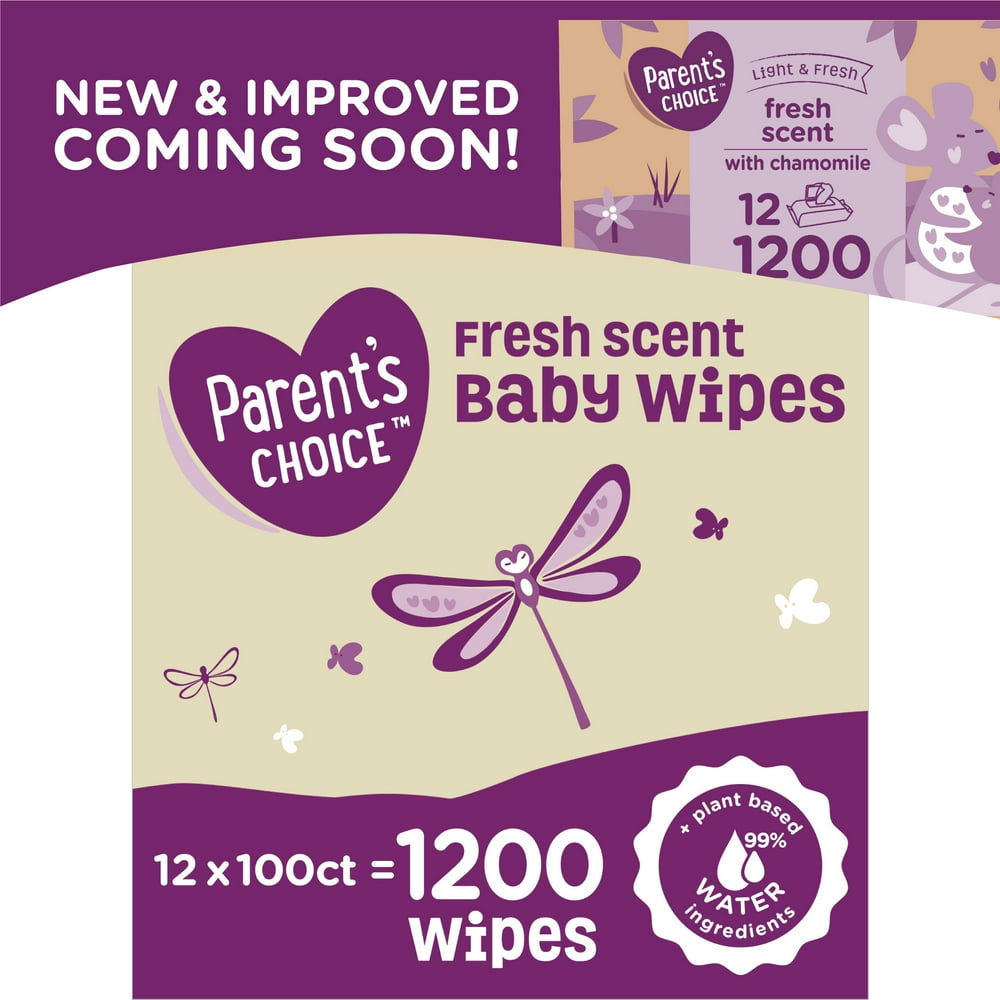 Parent's Choice Fresh Scent Baby Wipes, 12 Packs of 100 (1200 Count