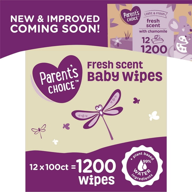 Parent's Choice Fresh Scent Baby Wipes, 12 Packs of 100 (1200 Count