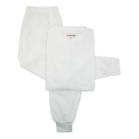Size XL Mens Thermal Underwear Top and Bottom Set, Ecru