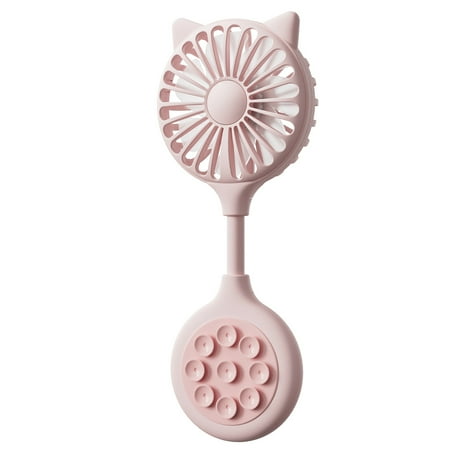 

GNFQXSS Mini Handheld Portable Fan Desktop Suction Cup Fan Bathroom Wall Mounted Fan Travel-Friendly Folding Fan Pink