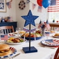 thumbnail image 5 of 3pcs Patriotic Wooden Star Tabletop Decor Set, Red White & Blue 4th of July Centerpiece with Glitter Finish, Independence Day Standing Ornament for Mantel and Shelf, 5 of 7