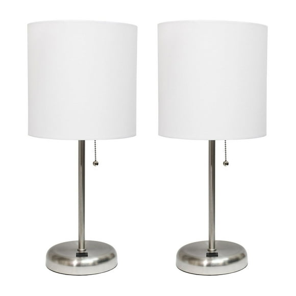 LimeLights Lampe bâton avec port de chargement USB et ensemble de 2 abat-jour en tissu