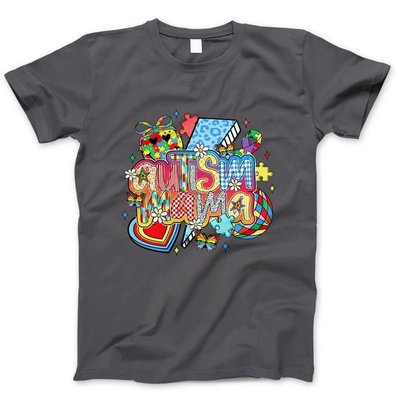 Autism Mama Graphic T-Shirt - Colorful Support Tee for Women, Autism Awareness Apparel, Vibrant Puzzle Piece Design, Gift for Autism Moms