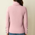 thumbnail image 3 of Women's Turtleneck Sweaters Fall Fitted Long Sleeve Pullover Sweater Ribbed Knit Basic Tops Pink XL, 3 of 5