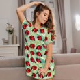 thumbnail image 3 of Disketp Red Ladybugs And Leaf para Camisón Corto de Manga Corta para Mujeres, Camisón Cómodo con Escote Redondo, Bonito y Confortable, 3 of 6