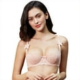 Varsbaby Women's Unlined DemiCup Bra Sexy Lace Bra and Panties Set See