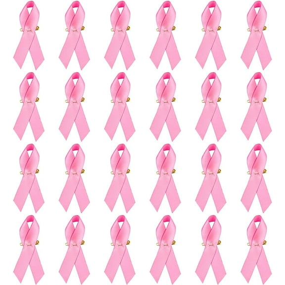 Polyester 100 pc 100 pcs HotPink Ribbons Satin Pins Breast Cancer Awareness Lapel Pins Ribbons with Safety Pins for Breast Cancer Charity Event Supplies