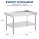 thumbnail image 3 of Yeshouse mesa de soporte para equipos de acero inoxidable con certificación NSF, capacidad de 400 lbs, patas ajustables y deflector de borde de 2 pulgadas, ideal para cocina profesional, 3 of 7