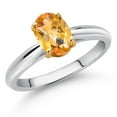 thumbnail image 2 of Gem Stone King 10K White and Yellow Gold Yellow Citrine Solitaire Engagement Ring for Women (1.25 Cttw, Oval Checkerboard 8X6MM, Gemstone November Birthstone, Available in Size 5, 6, 7, 8, 9), 2 of 4