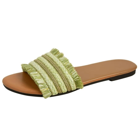 

House Slippers with Arch Support Plantar Fasciitis Women Slippers Summer New Pattern Linen Fashion Simple Flat Bottom Large Size Comfortable Non Slip Sandals