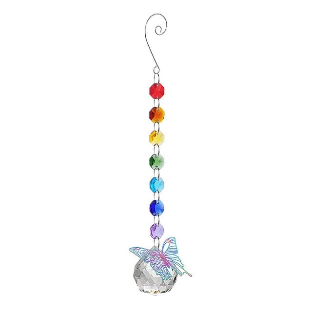 Prisma de bola de cristal de mariposa hecho a mano, captador de luz solar suspendido para decoración Pastoral del hogar