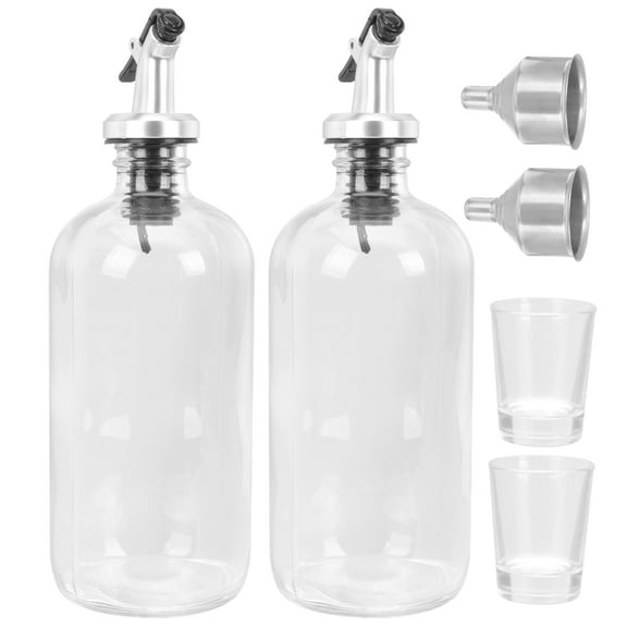 ifundom Mouthwash Dispenser Set with Glass Bottle Transparent for Home Bathroom Use, Easy to Refill and Clean, 1 Set