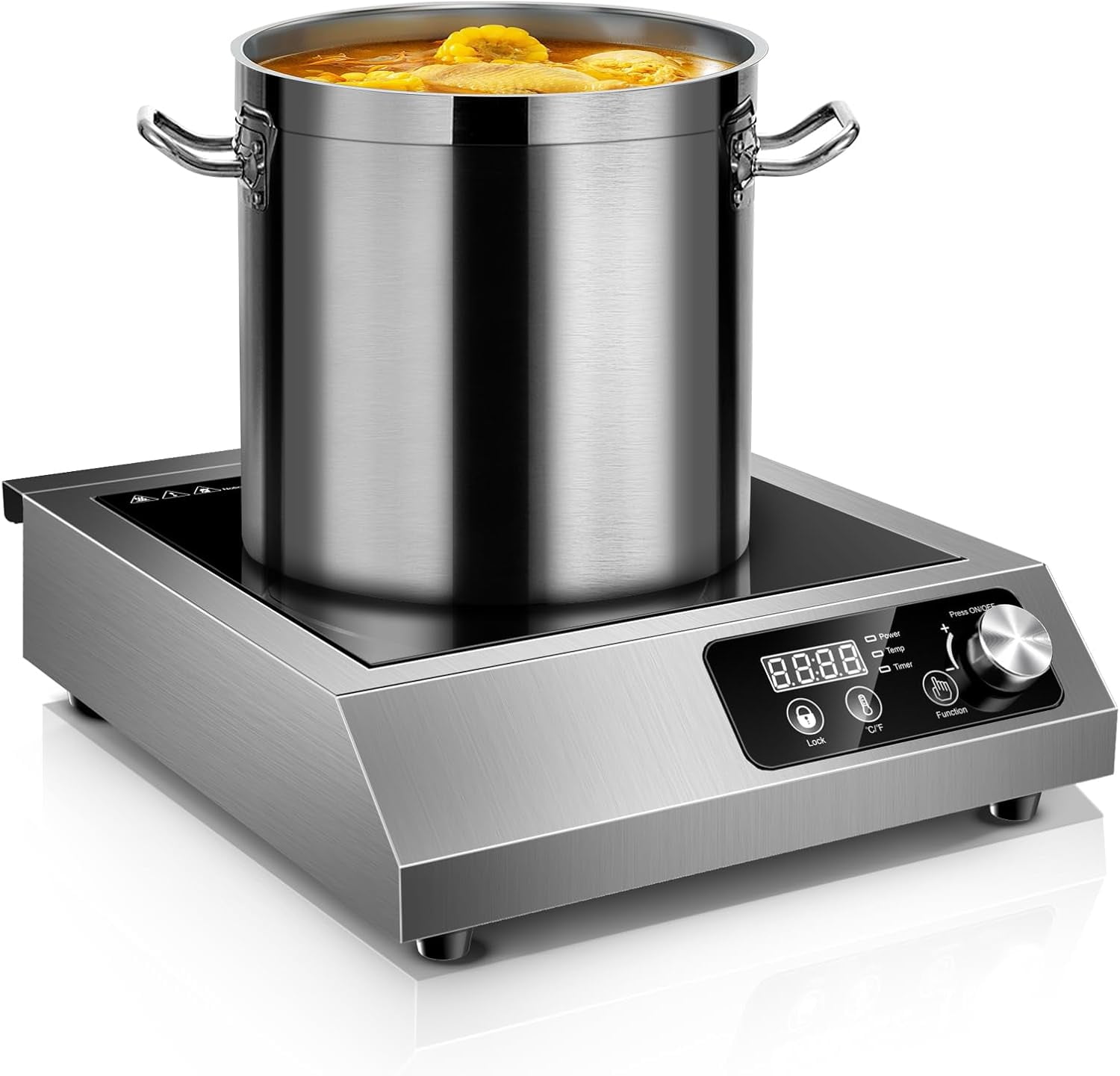 Commercial Induction Cooktop,1800W Induction Burner with sensor touch, knob and LCD screen,ETL-Certified Single Electric Burner,Ten level precise temperature control,Large 8” Heating Coil