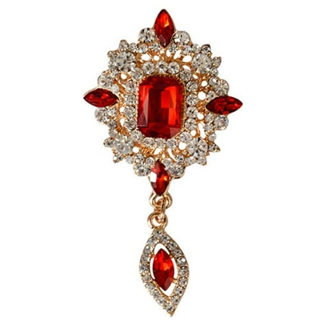 Broche geométrico Sonducket para mujer aleación cristal rojo