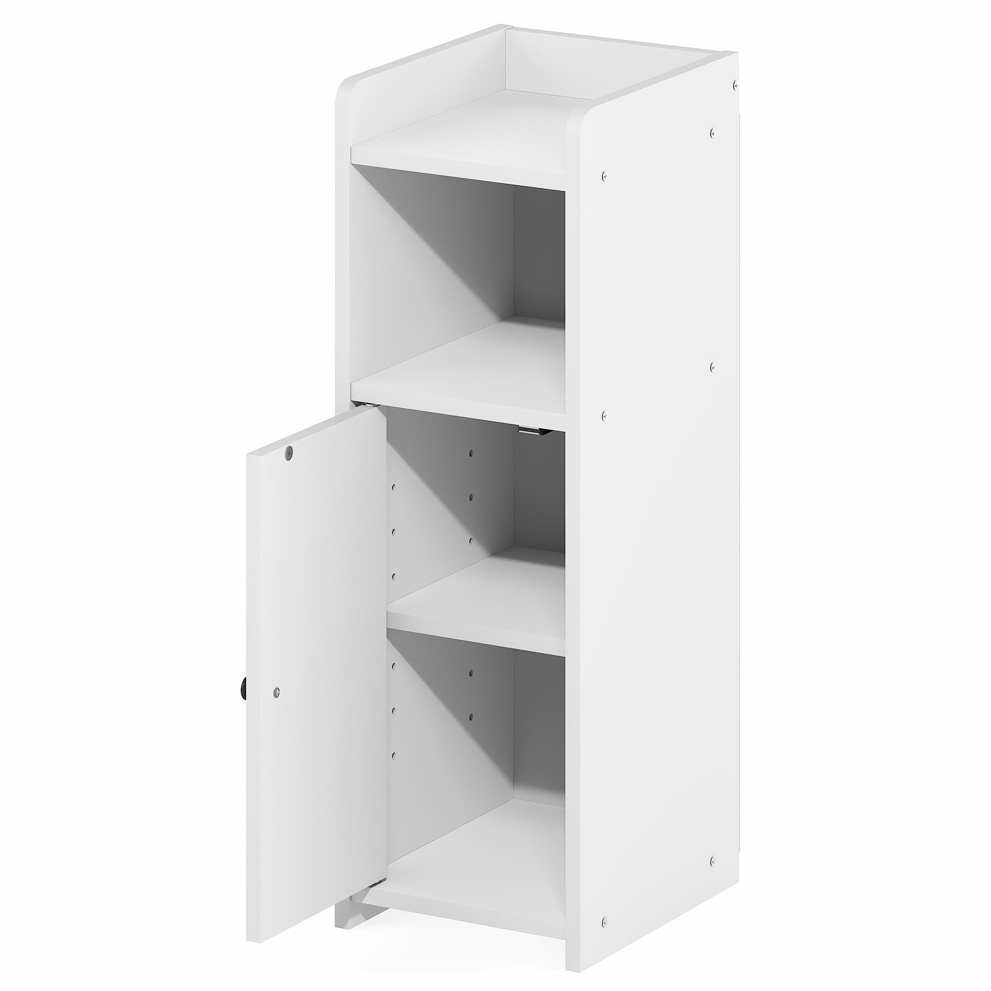 Furinno FULDA 4-Tier Narrow AdJUSTable Shelves Bathroom Cabinet White