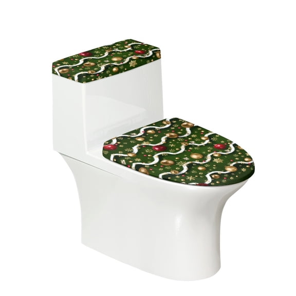 HELLHERO Stretch Universal Soft Polyester Toilet Cover Set Bathroom Accessories Elastic Installation Dustproof 17x21 Inches Pack of 2 Christmas Ornament