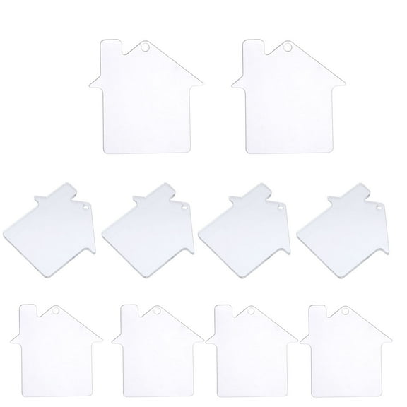 LEORX 10Pcs House Keychain Blanks Clear Acrylic Pendants