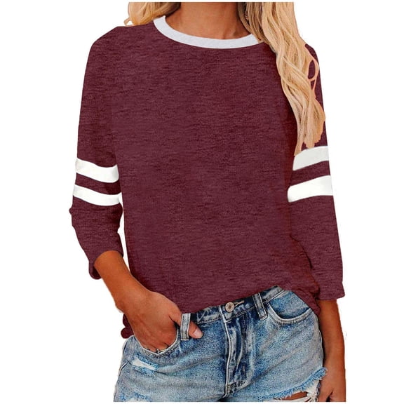 ylioge S-4X Womens Plus Size Tops 3/4 Sleeve T Shirts Ladies Casual Color Block Pullover Crewneck Basic Raglan Loungewear Work Blouses Top