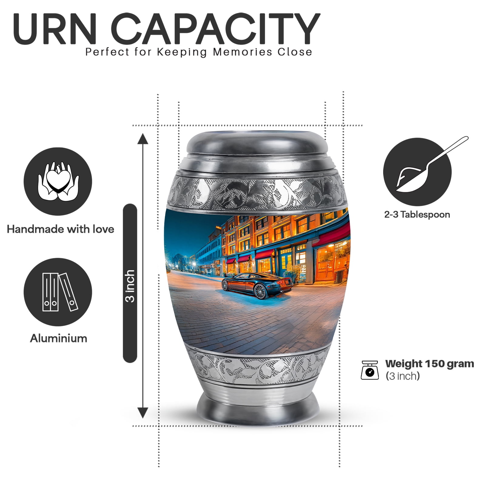 Yatskia Car Mini Urns for Human Ashes Adult Men and Women, Little Keepsake Urn for Ashes Adult, (Monar 3 Inch, Pack of 4)