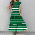 thumbnail image 4 of 2025 Girls Dresses with Pockets 6-12 Years Kids Ruffle Short Sleeve Trendy Stripe Printed Crewneck Going Out Long Maxi Dress, 4 of 7
