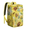thumbnail image 1 of Floral Sunflower and Bee Illustration Insulated Cooler Backpack - 20L Picnic Backpack for Outdoor, Travel & Work, Rustic Yellow Pattern, 1 of 5