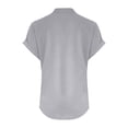 thumbnail image 5 of Women's Fashion Solid Button Shirt Female-Neck Loose T-shirt Blouse, 5 of 6