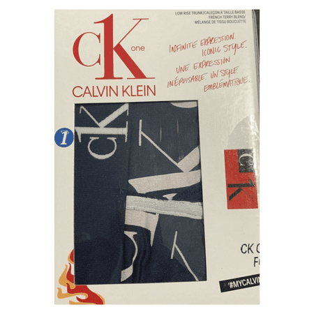 Calvin Klein Men's CK ONE Microfiber Low Rise Trunks Navy with white logos, M
