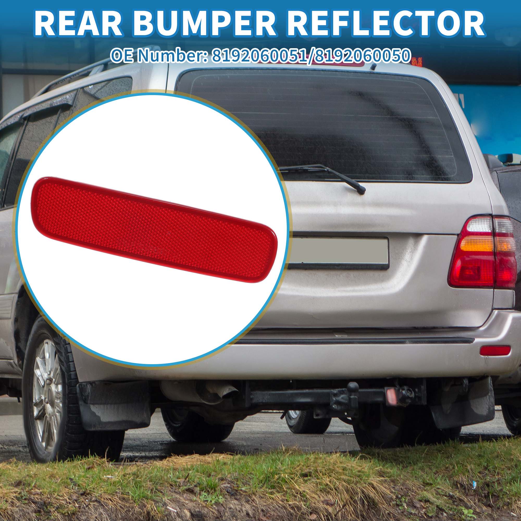 Unique Bargains Rear Left Bumper Reflector for Toyota Land Cruiser 1998-2007 ABS Red