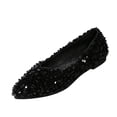 thumbnail image 2 of Women's Rhinestone Flats Elegant Glitter Ballet Flats Dress Pearl Wedding Shoes Pointed Toe Slip On Loafers for Women, 36, 2 of 9