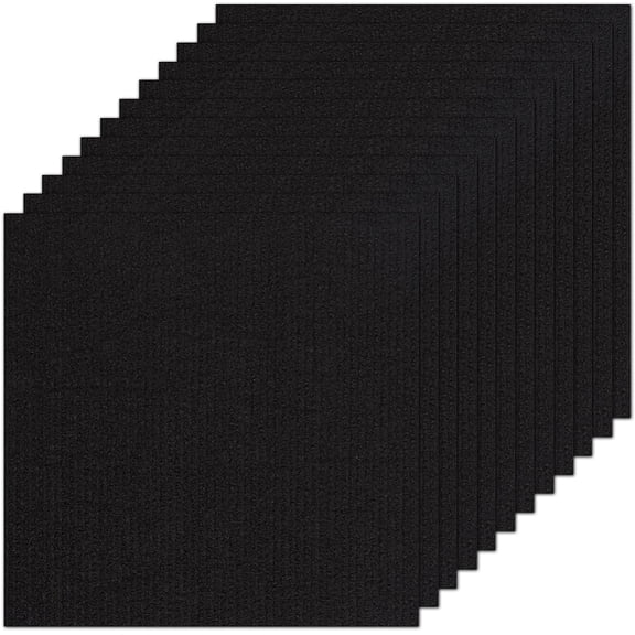 12Pcs Peel and Stick Carpet Squares 12x12 Inch Self Adhesive Carpet Floor Tiles Reusable Anti-Slip Black Soft Padded Floor Covering