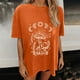 thumbnail image 4 of ICHUANYI Clearance Women's Vintage Gothic Sun And Print Pattern Drop Sleeves Summer Short Sleeve Tops Blouse(Orange, XXL) ICHUANYI WER2023081508396, 4 of 9