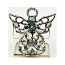 Birthstone Angel Tealight Candle Holder in March Aquamarine, 3 1/2 inches