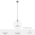 thumbnail image 7 of Hunter - High Oaks 3-light Brushed Nickel, Medium Size Pendant Light, Dimmable, Formal Style, Globe Shaped, for Bedrooms, Dining, Living Rooms - 48061, 7 of 7