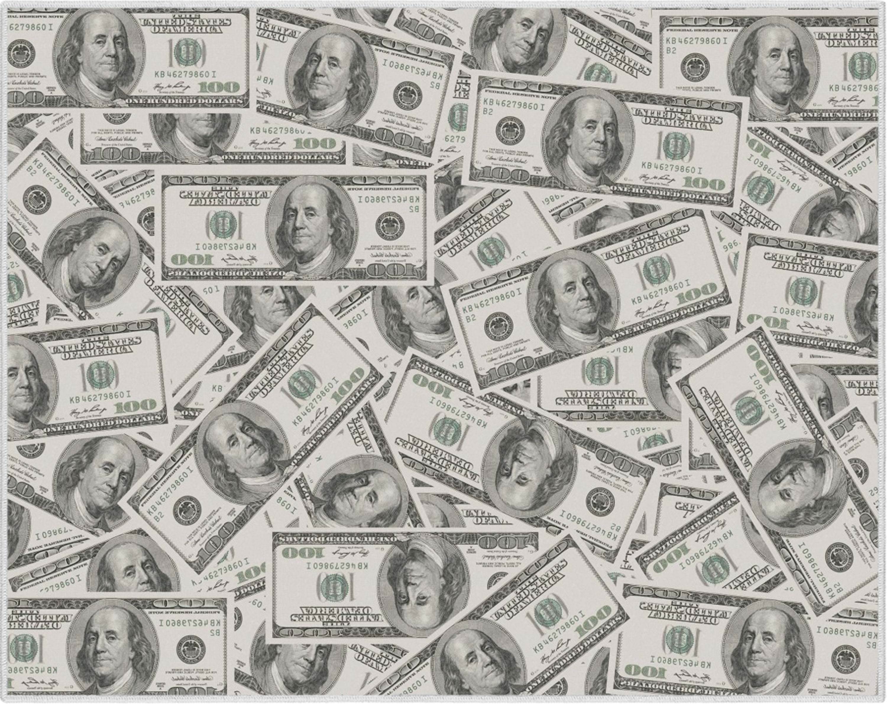 Well Woven Money Collection Hundred Dollar Bill 7'7" x 9'10" Collage (2006 Version) Green Area Rug