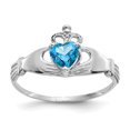 thumbnail image 1 of 14K White Gold CZ December Birthstone Claddagh Heart Ring, 1 of 2