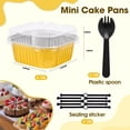 100 Mini Cake Pans With Lids 5oz Square Aluminum Foil Brownie Baking ...