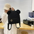 thumbnail image 5 of Xfvqtps Unisex Plush Backpack Cute Mini Kawaii Bear Ears Lamb Wool Adjustable Strap Lightweight Portable Bag Black, 5 of 8