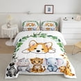 thumbnail image 2 of Feelyou Kawaii Dalmatian Dog Full Size Comforter Sets for Kids, Hippo Zebra Wildlife Bedding Comforter Set, Green Leaf Plant Reversible Bedding Sets, Ultra Soft Bedroom Decor, 3 Pieces, 2 of 8