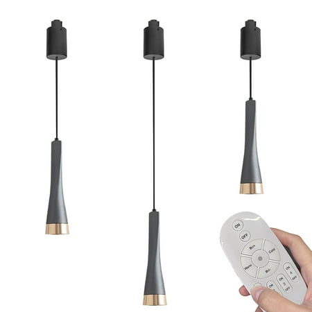 

FSLiving 10W Adjustable Levitate Track Pendant Light H-Type Retractable Lift Track Pendant Light Remote Control with Stepless Dimming Color Changing Adjustable Length for Decor Grey - 3 Lights