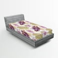 thumbnail image 2 of Ambesonne Tropical Fitted Sheet, Modern Palm Tree Leaves, Twin Size, Khaki Plum and Peach, 2 of 5
