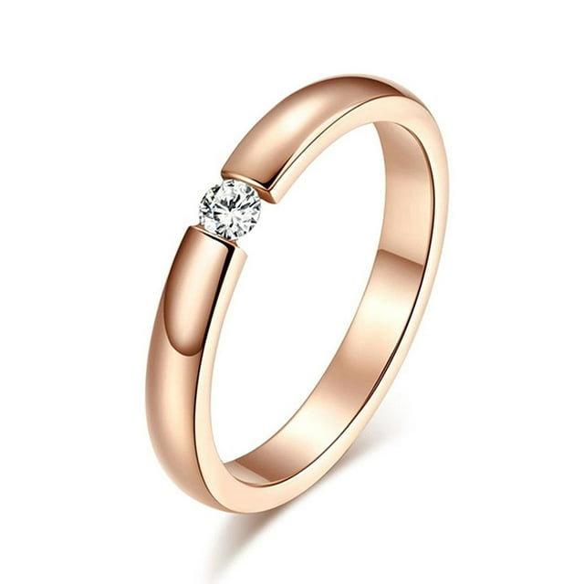 Bague en Acier Inoxydable pour Femmes, Bague de Fiançailles, 3mm