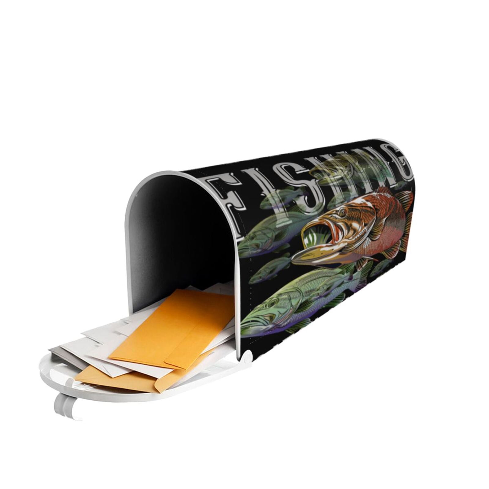 Xecao bass water fishing for Mailbox Cover with Magnetic Strips, Waterproof and Sunscreen, Adds a Decorative Touch to Your Garden Yard-21x18 in