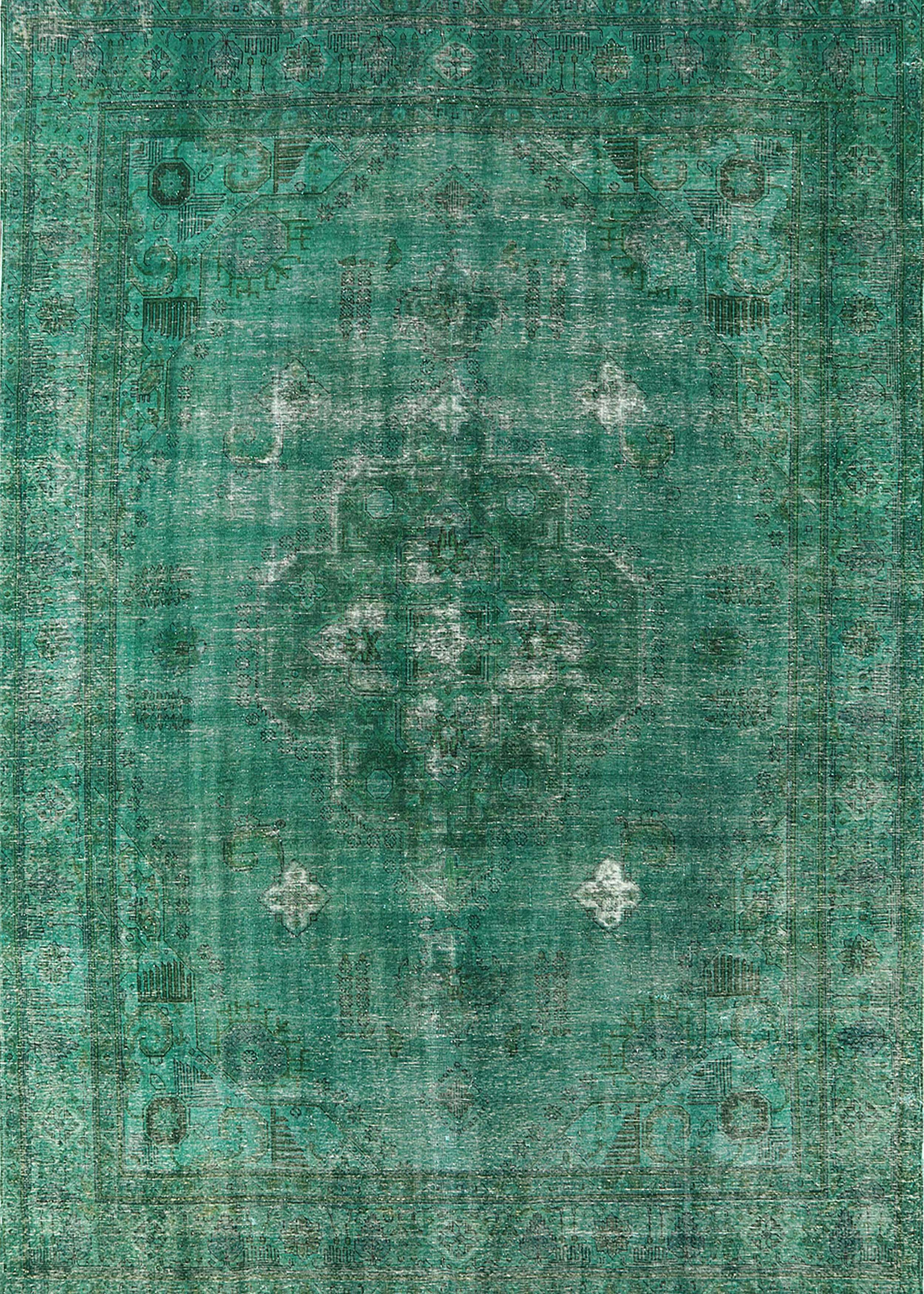 Ahgly Company Indoor Rectangle MidCentury Modern SeaGreen Oriental Area Rugs, Swatch Sample