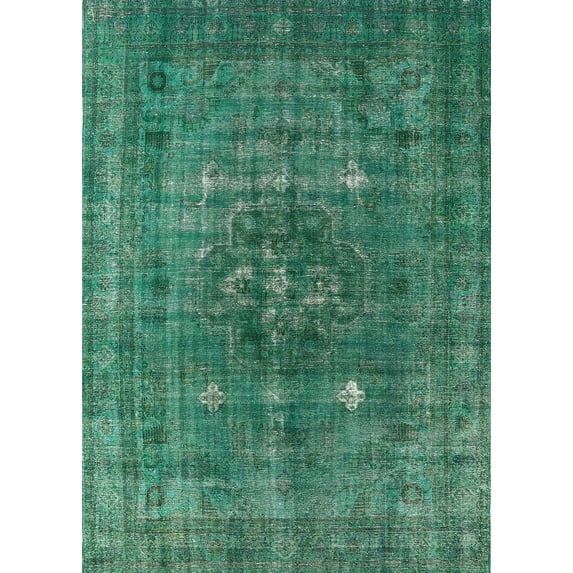 Ahgly Company Machine Washable Indoor Rectangle Industrial Modern SeaGreen Area Rugs, 8' x 10'