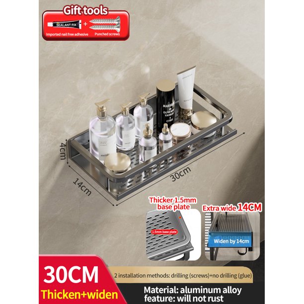 Estante de baño, estante de baño, espacio para inodoro, estante colgante de aluminio, organizador de baño para colgar en la pared