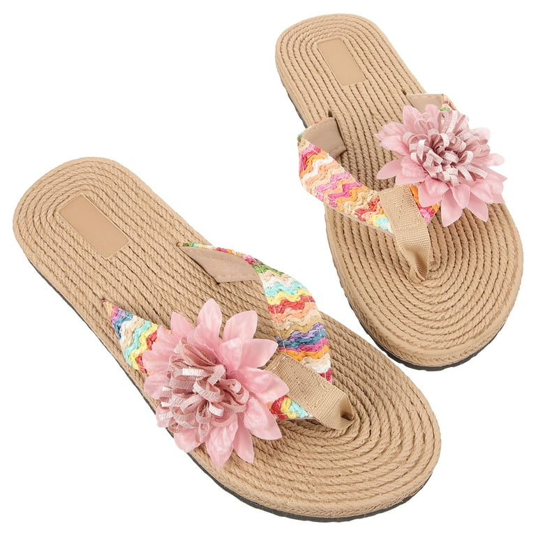 1 Pair of Woven Hawaii Style Flip-Flops Summer Slippers Creative