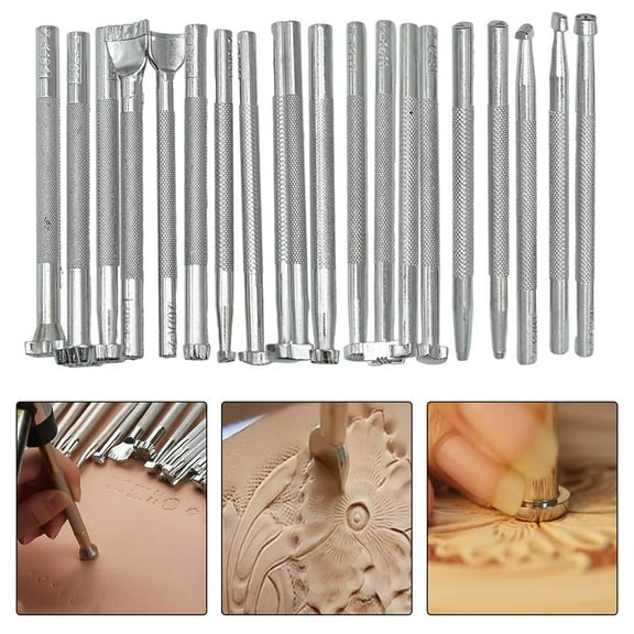 Leathercarft Stamping Tool Set, DIY Leather Stamp Kit, Stainless Steel Stamp Punch Set for Carving Leather Craft