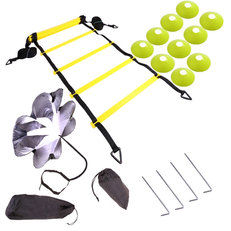Ultimate Kit for All Kinds of Sports to Improve Footwork Coordination LYKAN FIT Agility Ladder Speed Parachute Speed Cones Training Kit Premium Workout Equipment to Boost Your Speed and Stamina 