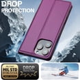 thumbnail image 5 of Allytechgroup Flip Wallet Case for iPhone 16 Pro with Credit Card Slot, PU Leather Slim Phone Case for Women Men with Stand Shockproof Protective Back Cover for Apple iPhone 16 Pro, Purple, 5 of 6